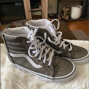 Vans sk8 hi metallic green girls size 2.5